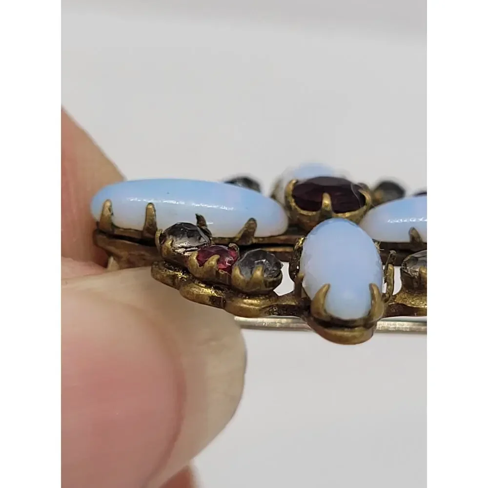 Antique Victorian 9KT Gold Opal Cross Brooch Heirloom Estate Jewelry Coquette